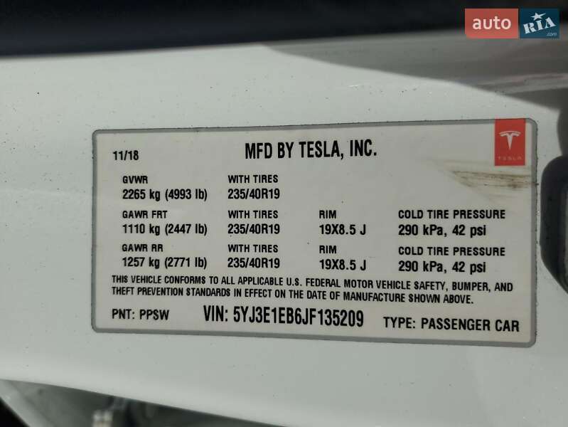 Седан Tesla Model 3 2018 в Житомирі фото 12 Седан Tesla Model 3 2018 в Житомирі