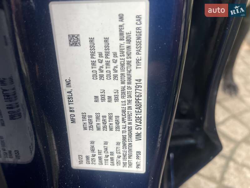 Седан Tesla Model 3 2023 в Житомирі фото 5 Седан Tesla Model 3 2023 в Житомирі