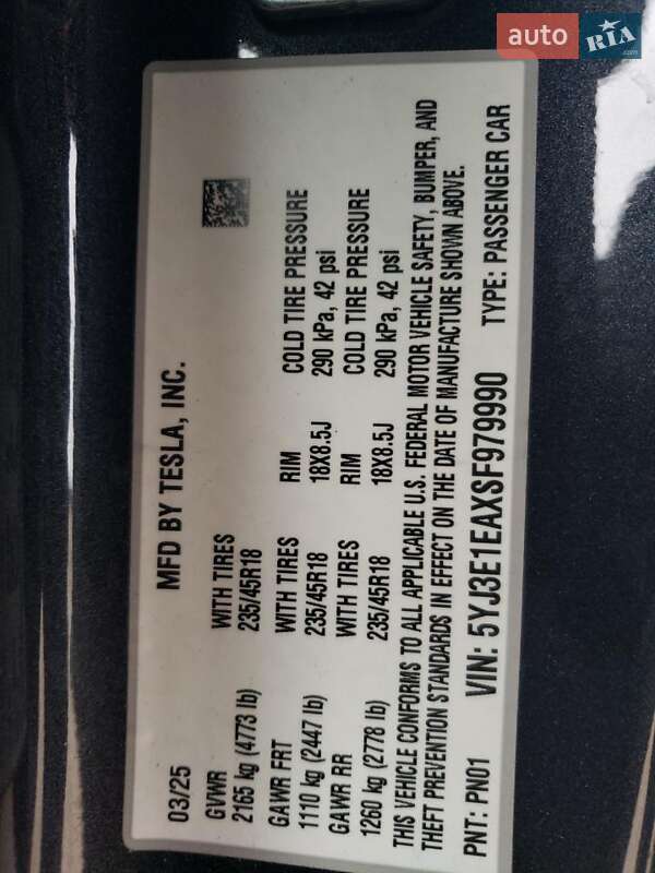 Седан Tesla Model 3 2025 в Львове фото 12 Седан Tesla Model 3 2025 в Львове