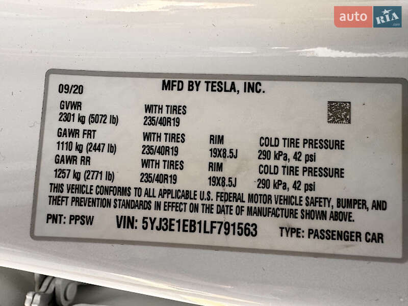 Седан Tesla Model 3 2020 в Ковелі фото 5 Седан Tesla Model 3 2020 в Ковелі