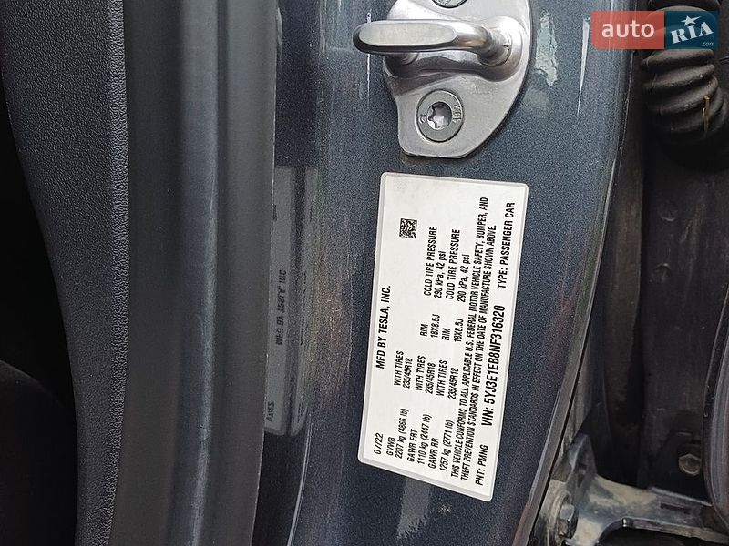 Седан Tesla Model 3 2022 в Острозі фото 21 Седан Tesla Model 3 2022 в Острозі