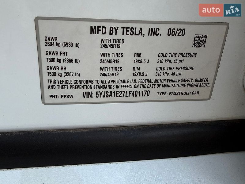 Ліфтбек Tesla Model S 2020 в Сумах