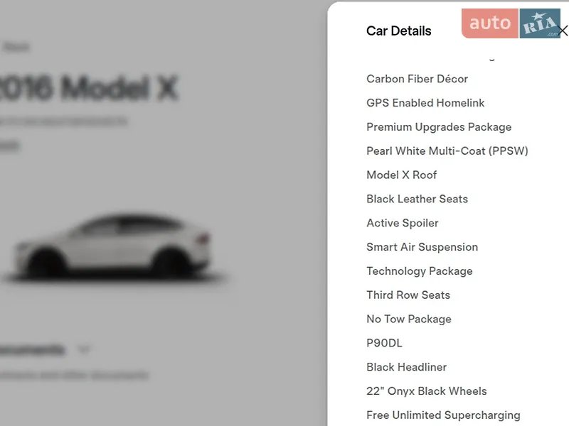 Внедорожник / Кроссовер Tesla Model X 2016 в Луцке документ