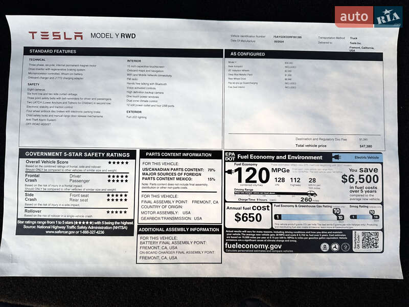 Внедорожник / Кроссовер Tesla Model Y 2024 в Виннице