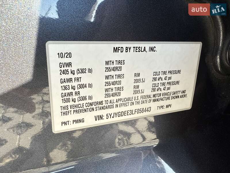 Внедорожник / Кроссовер Tesla Model Y 2020 в Луцке