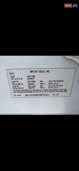 Позашляховик / Кросовер Tesla Model Y 2021 в Львові