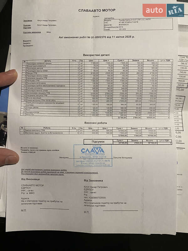 Седан Toyota Camry 2013 в Тернополе