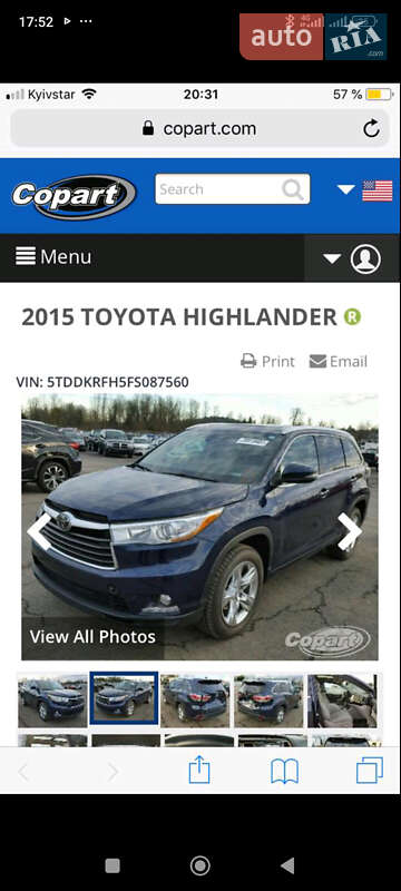 Позашляховик / Кросовер Toyota Highlander 2015 в Переяславі