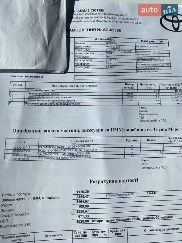 Позашляховик / Кросовер Toyota Sequoia 2017 в Кривому Розі документ