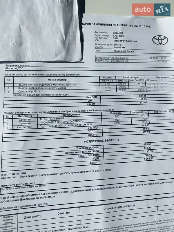 Позашляховик / Кросовер Toyota Sequoia 2017 в Кривому Розі документ