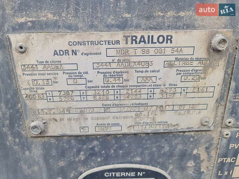 Цистерна напівпричіп Trailor SYY3CX 1998 в Вінниці фото 4 Цистерна напівпричіп Trailor SYY3CX 1998 в Вінниці
