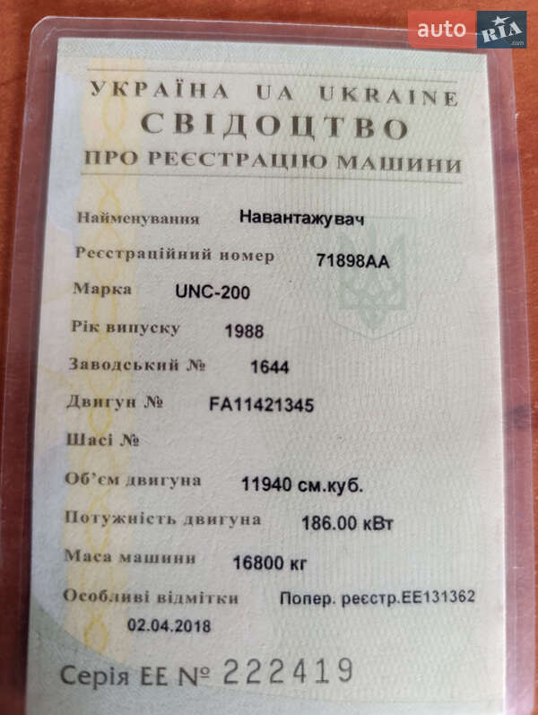 Фронтальный погрузчик UNC 200 1988 в Вараше