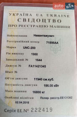 Фронтальный погрузчик UNC 200 1988 в 