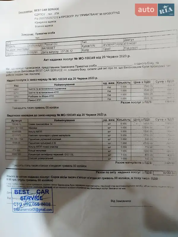 Купе Volkswagen CC / Passat CC 2012 в Кропивницком документ