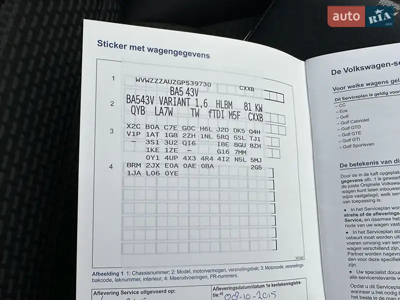 Универсал Volkswagen Golf 2015 в Ровно документ