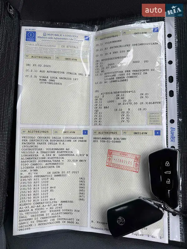 Внедорожник / Кроссовер Volkswagen ID.4 2023 в Львове документ