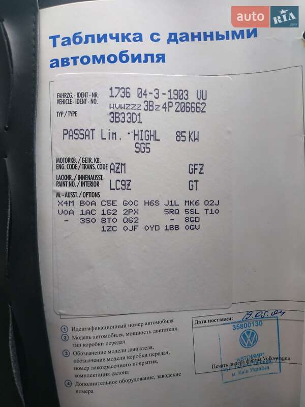 Седан Volkswagen Passat 2004 в Львове