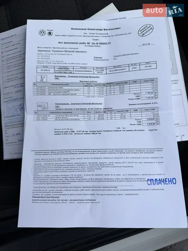 Седан Volkswagen Passat 2015 в Иршаве документ