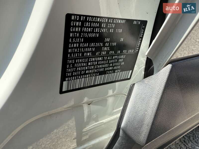 Внедорожник / Кроссовер Volkswagen Tiguan 2016 в Днепре