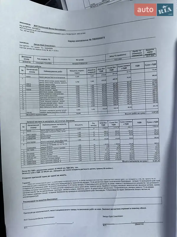 Внедорожник / Кроссовер Volkswagen Touareg 2010 в Хмельницком документ