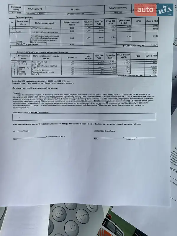 Внедорожник / Кроссовер Volkswagen Touareg 2010 в Хмельницком документ