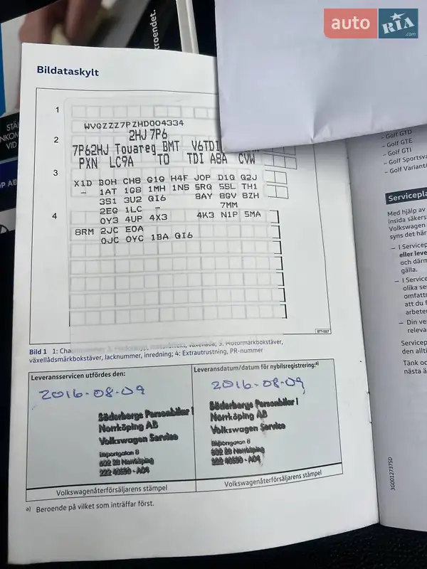 Внедорожник / Кроссовер Volkswagen Touareg 2016 в Черкассах документ 3 фото Внедорожник / Кроссовер Volkswagen Touareg 2016 в Черкассах документ