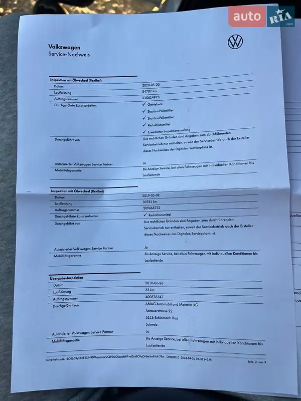 Микровэн Volkswagen Touran 2018 в Ужгороде документ