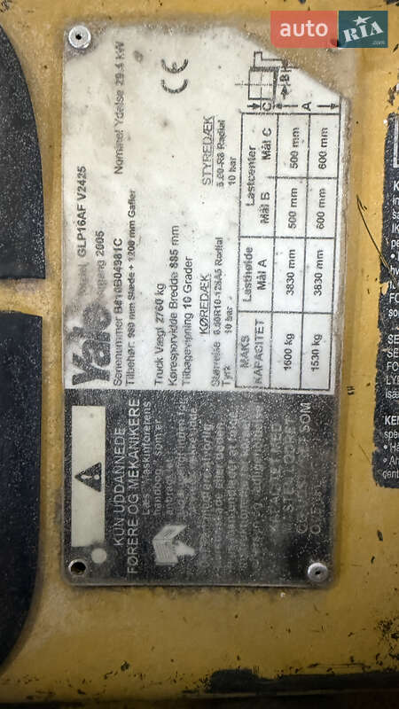 Вилочный погрузчик Yale GLP 16VX 2005 в Сарнах