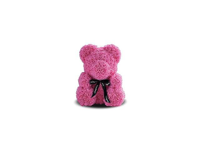 Мишка из роз 25 см - Розовый