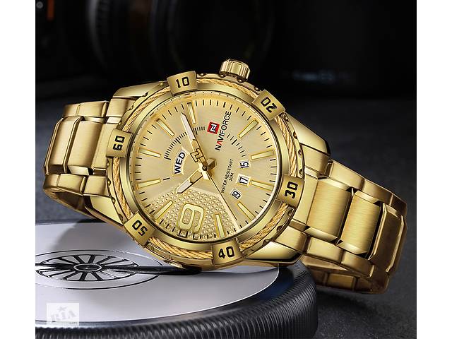 Мужские наручные часы NAVIFORCE 9117 Gold Black Blue - 3 цвета Водонепроницаемые 30М