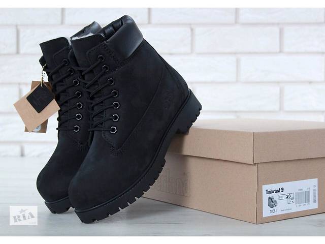Ботинки Тимберленд черного цвета на шерстяном меху (Зимние ботинки Timberland мужские и женские размеры 36-45) 37