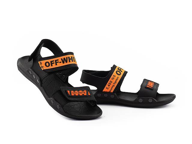 Детские босоножки кожаные летние черные-оранжевые CrosSAV Boy 222 Orange
