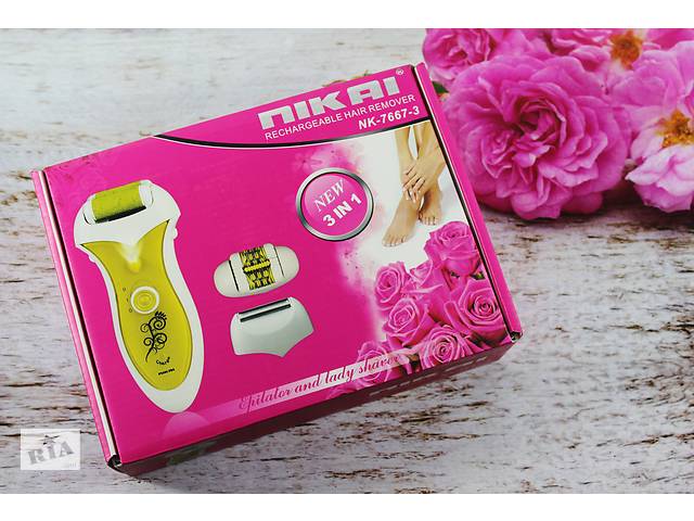 Эпилятор Nikai TB-7667-3 NEW 3 in 1 с 3 сменными насадками и фонариком