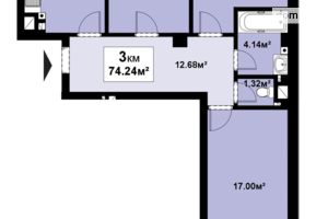 Продается 3-комнатная квартира 74.24 кв. м в Черновцах