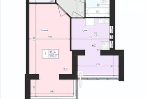 Продается 1-комнатная квартира 39.49 кв. м в Житомире