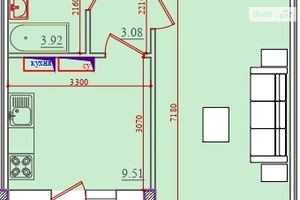 Продається 1-кімнатна квартира 39.42 кв. м у Одесі