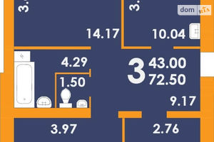 Продается 3-комнатная квартира 72.5 кв. м в Запорожье