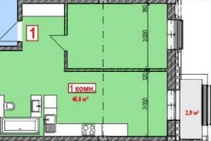 Продается 1-комнатная квартира 48.25 кв. м в Херсоне