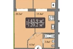 Продается 1-комнатная квартира 43.9 кв. м в Запорожье