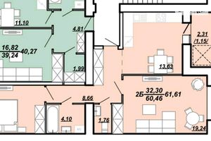 Продается 2-комнатная квартира 64.5 кв. м в Тернополе