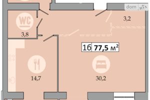 Продається 1-кімнатна квартира 77.5 кв. м у Дніпрі
