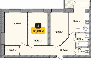 Продається 3-кімнатна квартира 80 кв. м у Хмельницькому