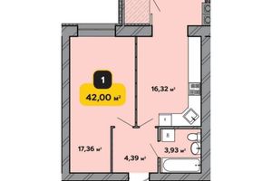 Продається 1-кімнатна квартира 42 кв. м у Хмельницькому