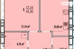 Продается 1-комнатная квартира 43.3 кв. м в Харькове
