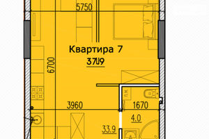 Продається 1-кімнатна квартира 37.9 кв. м у Дніпрі