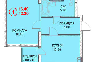 Продается 1-комнатная квартира 42.3 кв. м в Вышгороде