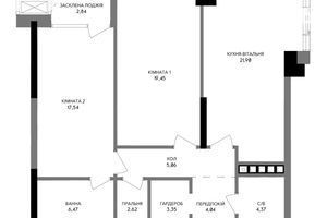 Продается 1-комнатная квартира 54.87 кв. м в Киеве
