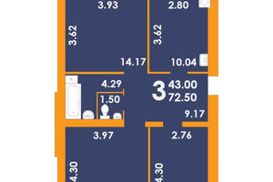 Продается 3-комнатная квартира 72.5 кв. м в Запорожье