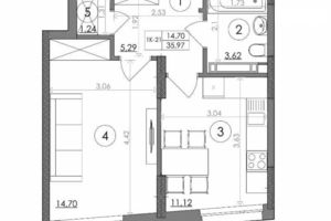 Продается 1-комнатная квартира 35.97 кв. м в Киеве