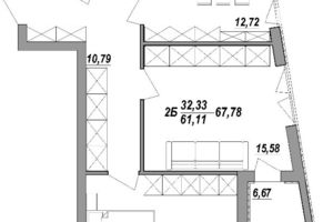 Продається 2-кімнатна квартира 67.78 кв. м у Тернополі